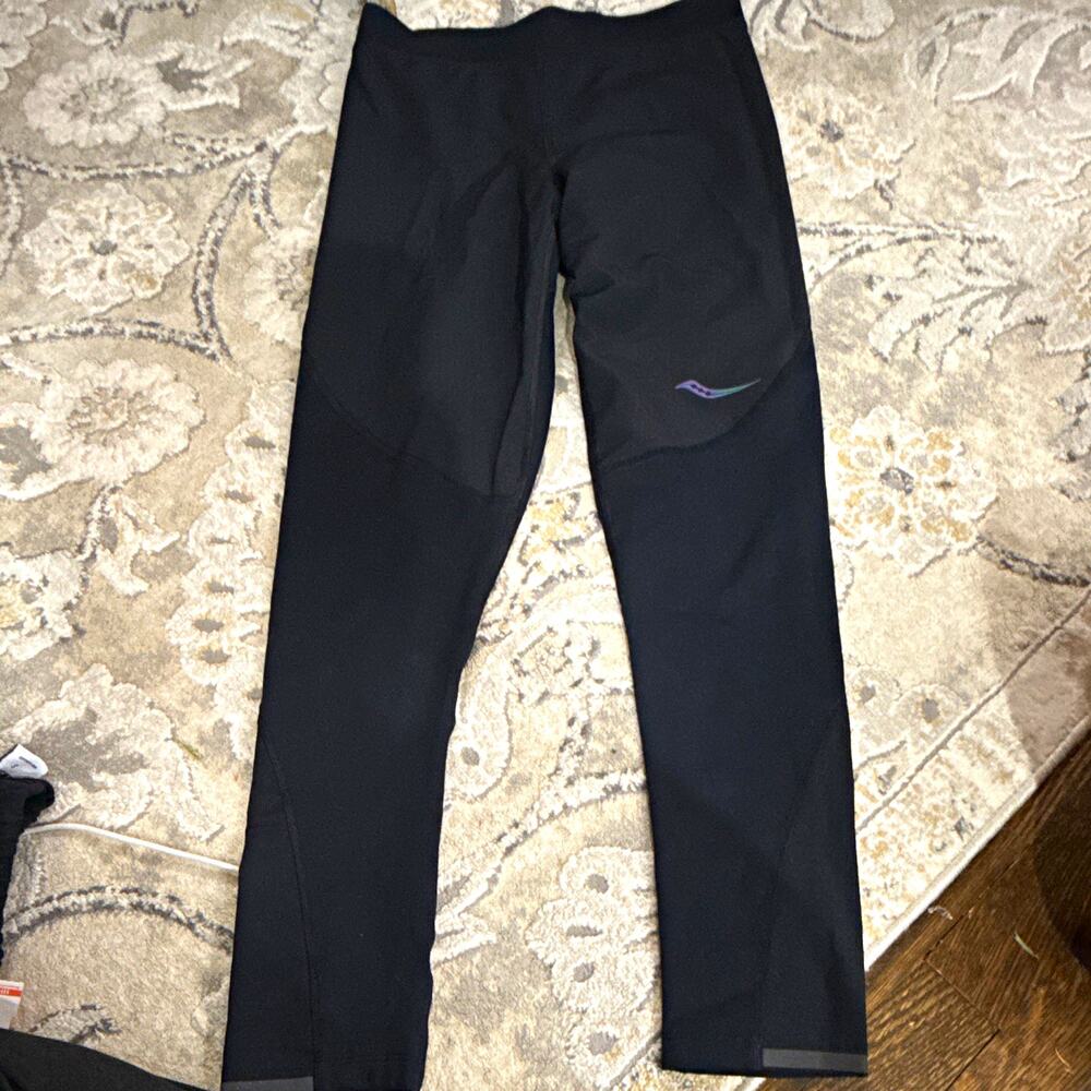 Saucony Men’s Compression Running Leggings Reflective Pocket Black Size S